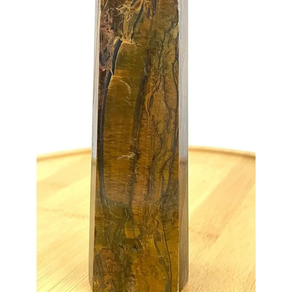 Tigers Eye Tower Obelisk Point 5 7/8" Natural Quartz Crystal 306g - Picture 3 of 16